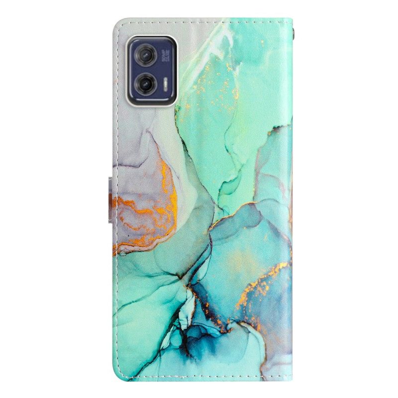 Custodia in pelle Moto G73 5G Marmo A Strisce Colorate