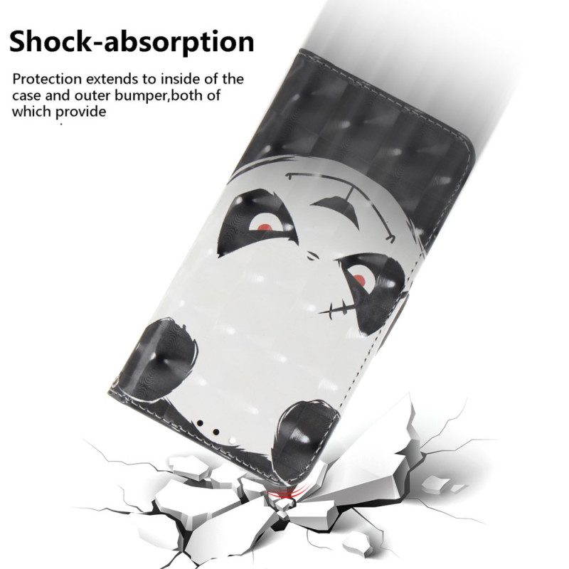 Custodia in pelle Moto G73 5G Panda Arrabbiato Con Cordino