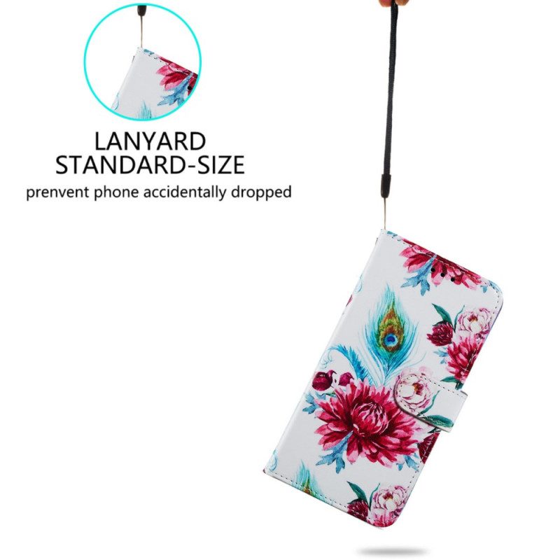 Custodia in pelle Moto G73 5G Strappy Floreale