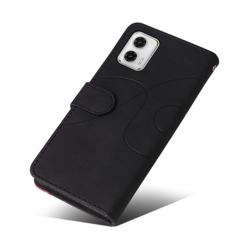 Folio Cover Moto G73 5G Cinturino Bicolore