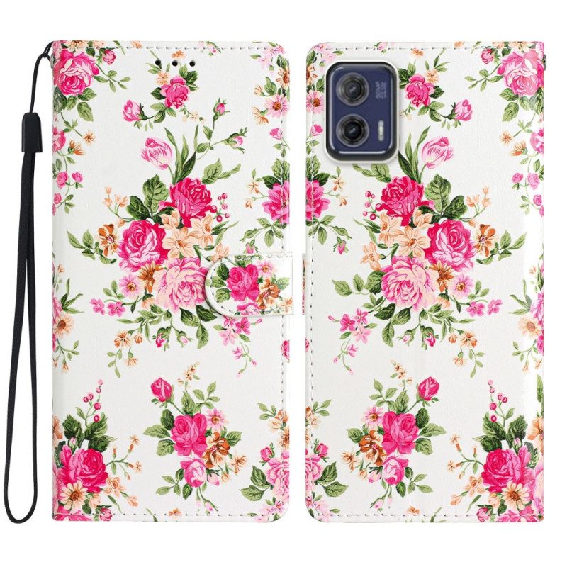 Folio Cover Moto G73 5G Cinturino Liberty Fiori