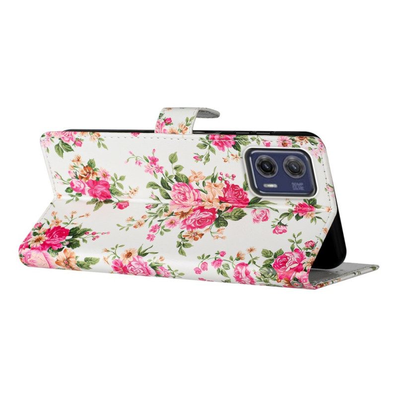 Folio Cover Moto G73 5G Cinturino Liberty Fiori
