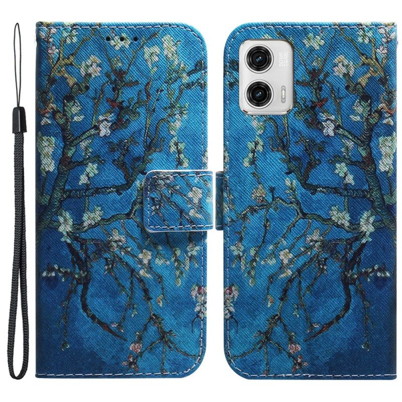 Folio Cover Moto G73 5G Cinturino Rami Di Fiori