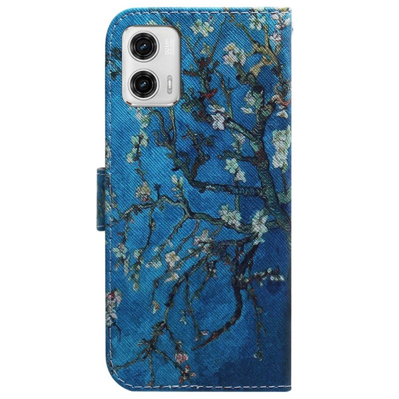 Folio Cover Moto G73 5G Cinturino Rami Di Fiori