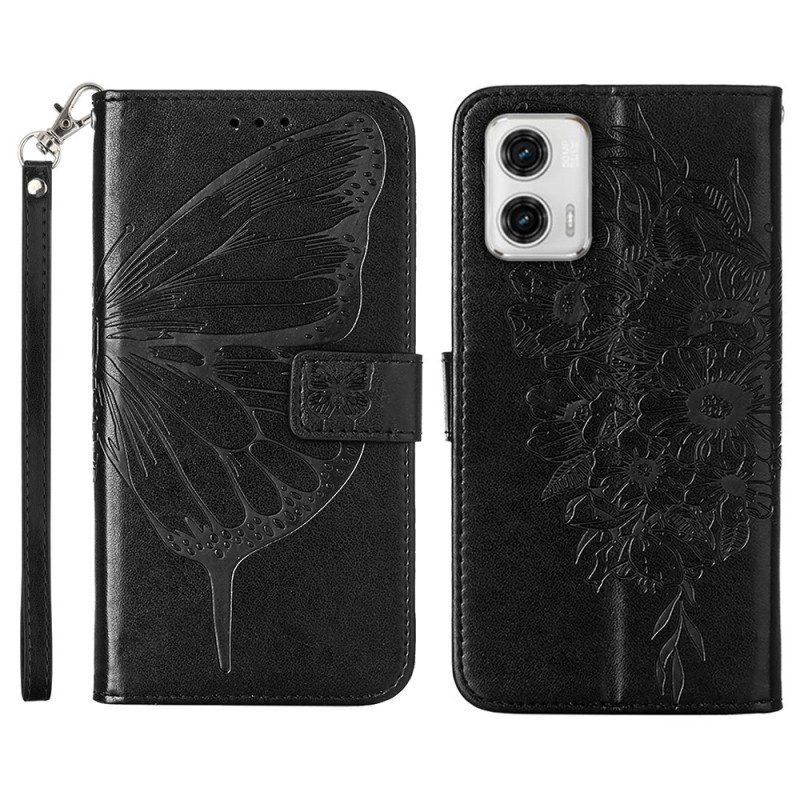 Folio Cover Moto G73 5G Farfalla Floreale Strappy