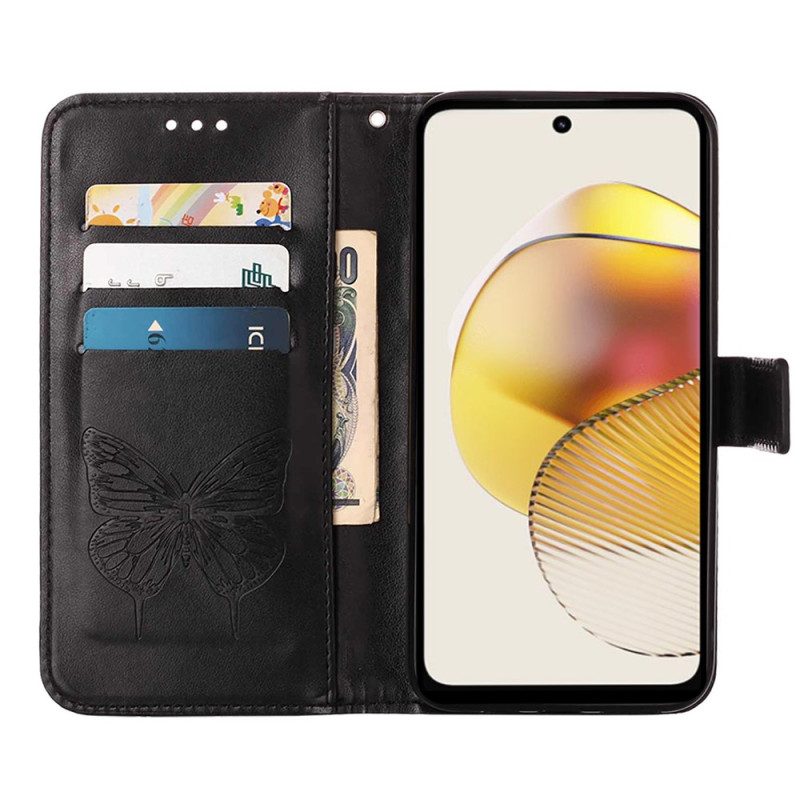 Folio Cover Moto G73 5G Farfalla Floreale Strappy