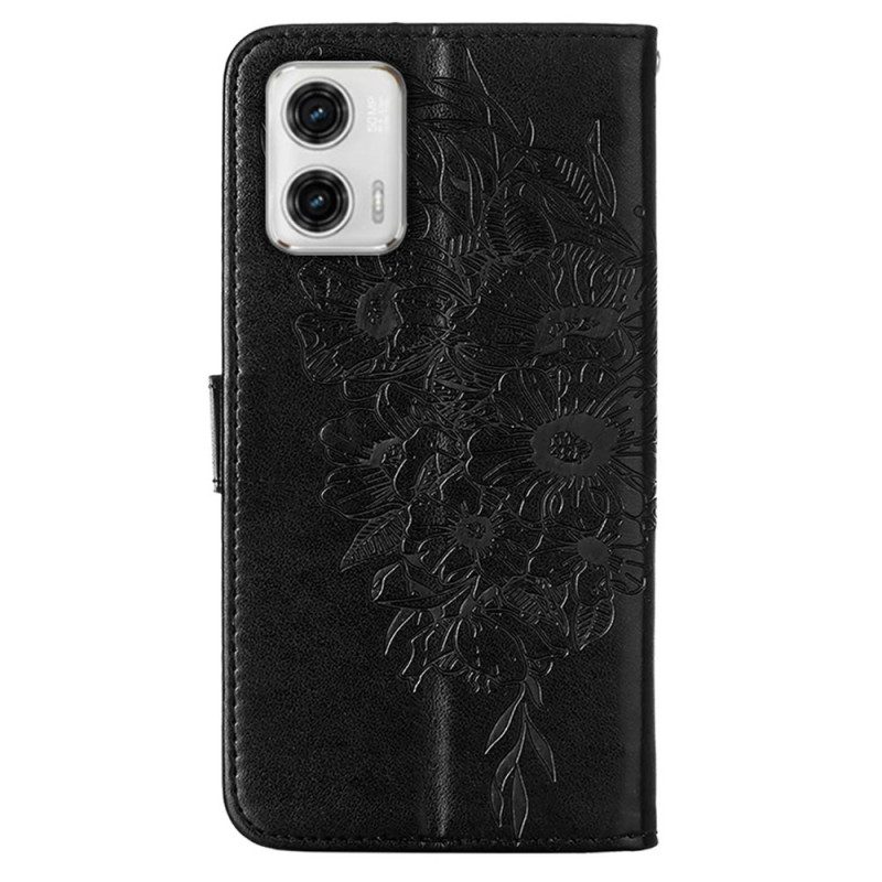 Folio Cover Moto G73 5G Farfalla Floreale Strappy