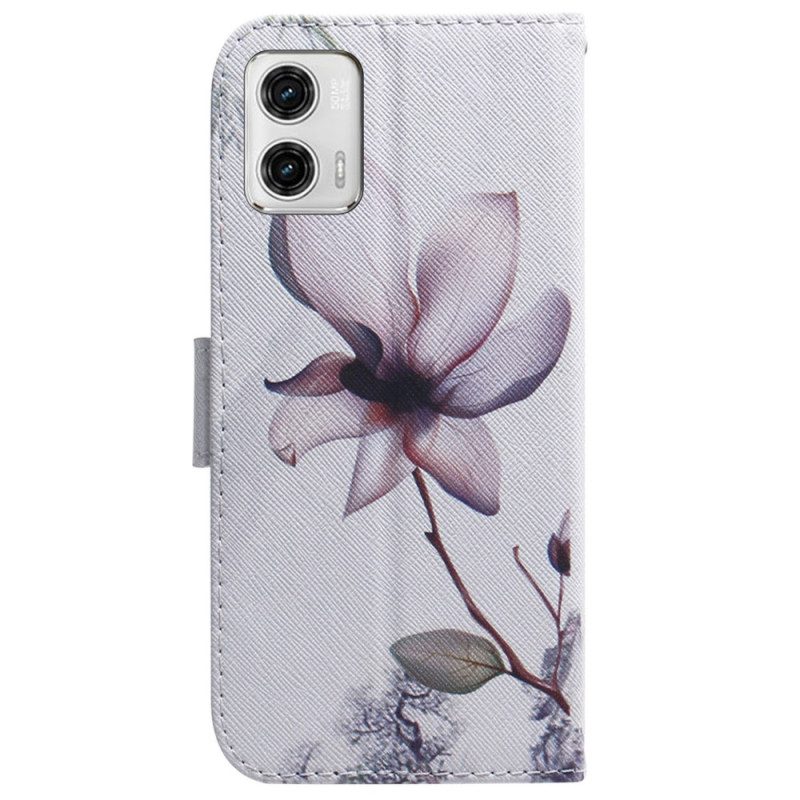 Folio Cover Moto G73 5G Fiore Rosa Strappy
