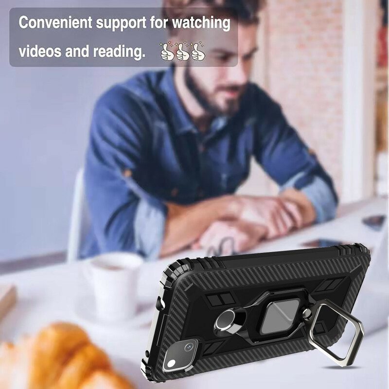 Cover Google Pixel 4A Anello E Fibra Di Carbonio
