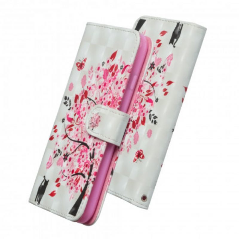 Custodia A Portafoglio Google Pixel 4A Albero Rosa