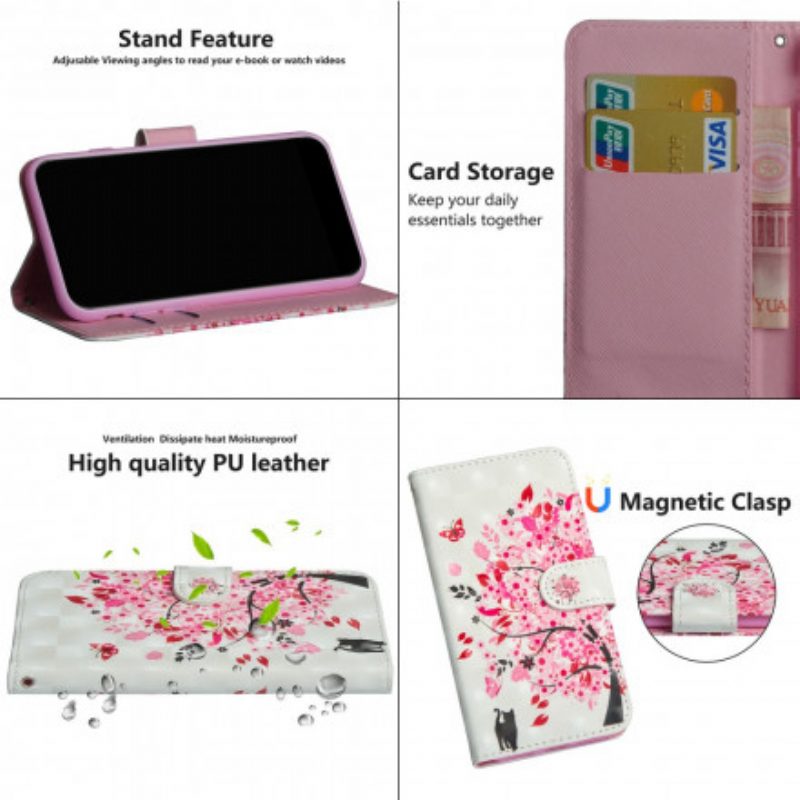 Custodia A Portafoglio Google Pixel 4A Albero Rosa