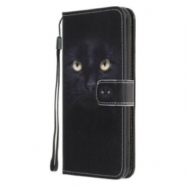 Custodia A Portafoglio Google Pixel 4A Strappy Occhi Di Gatto Nero