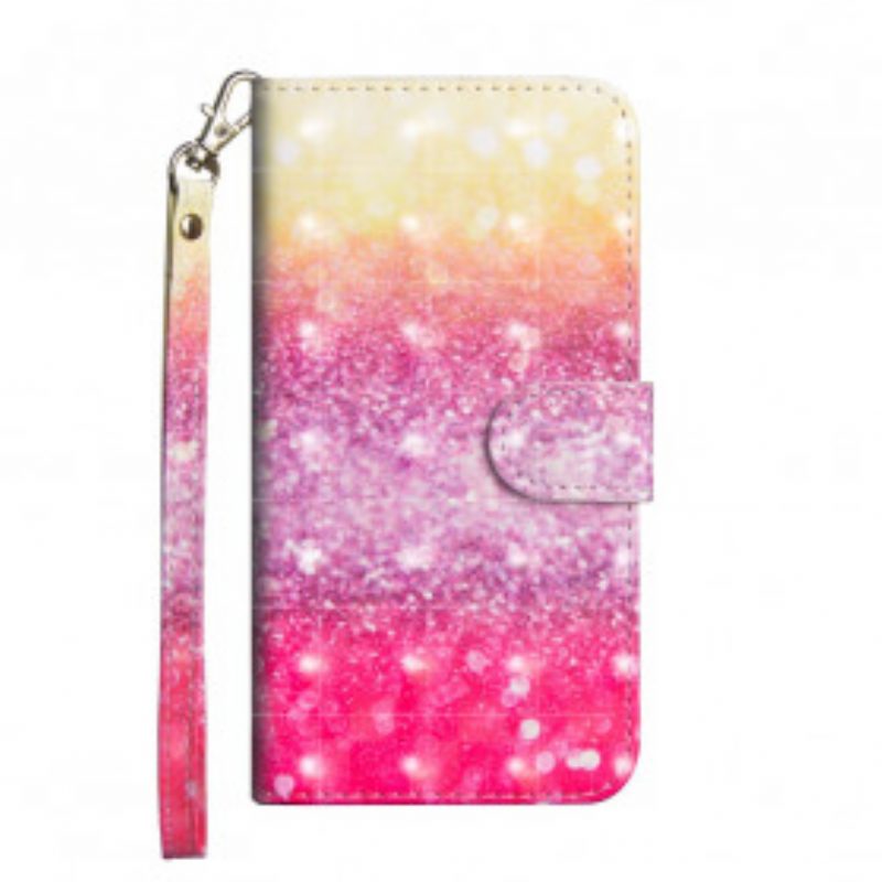 Custodia in pelle Google Pixel 4A Gradiente Glitterato Magenta
