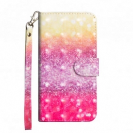 Custodia in pelle Google Pixel 4A Gradiente Glitterato Magenta