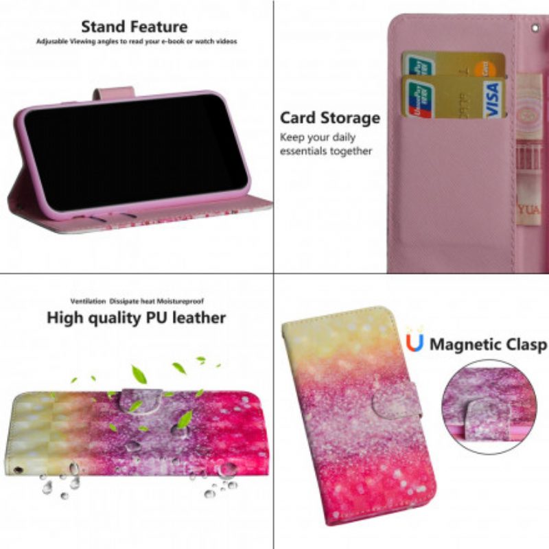 Custodia in pelle Google Pixel 4A Gradiente Glitterato Magenta