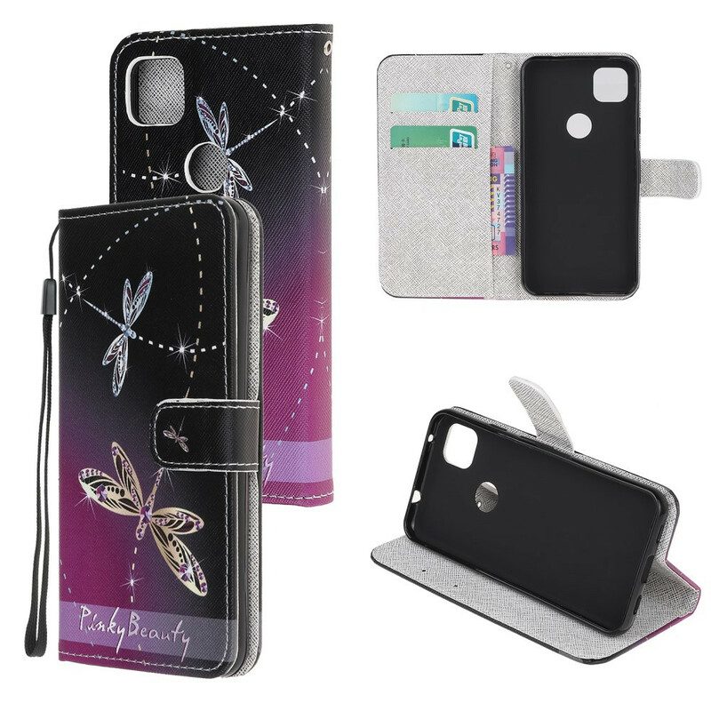 Custodia in pelle Google Pixel 4A Libellule Strappy