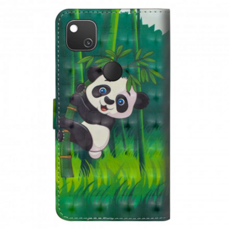 Custodia in pelle Google Pixel 4A Panda E Bambù