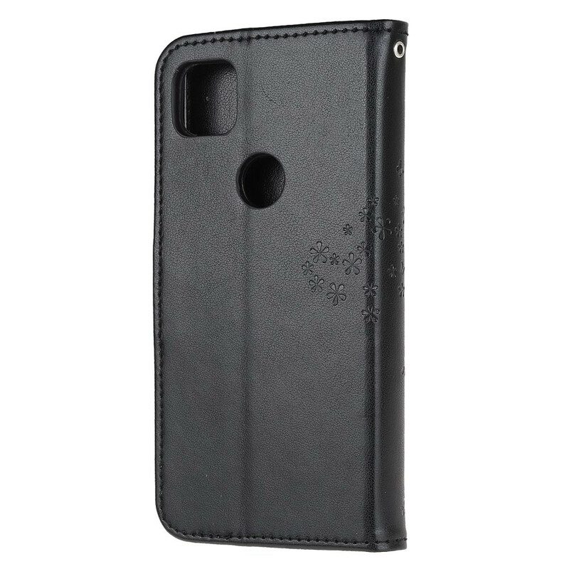 Custodia in pelle Google Pixel 4A Perizoma Albero E Gufi