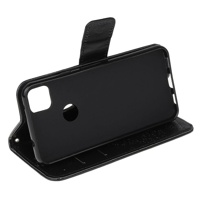 Custodia in pelle Google Pixel 4A Perizoma Albero E Gufi
