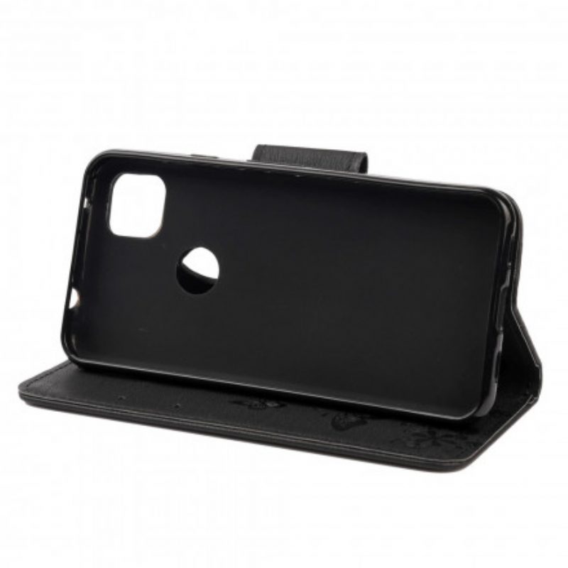 Custodia in pelle Google Pixel 4A Solo Farfalle Con Cordino