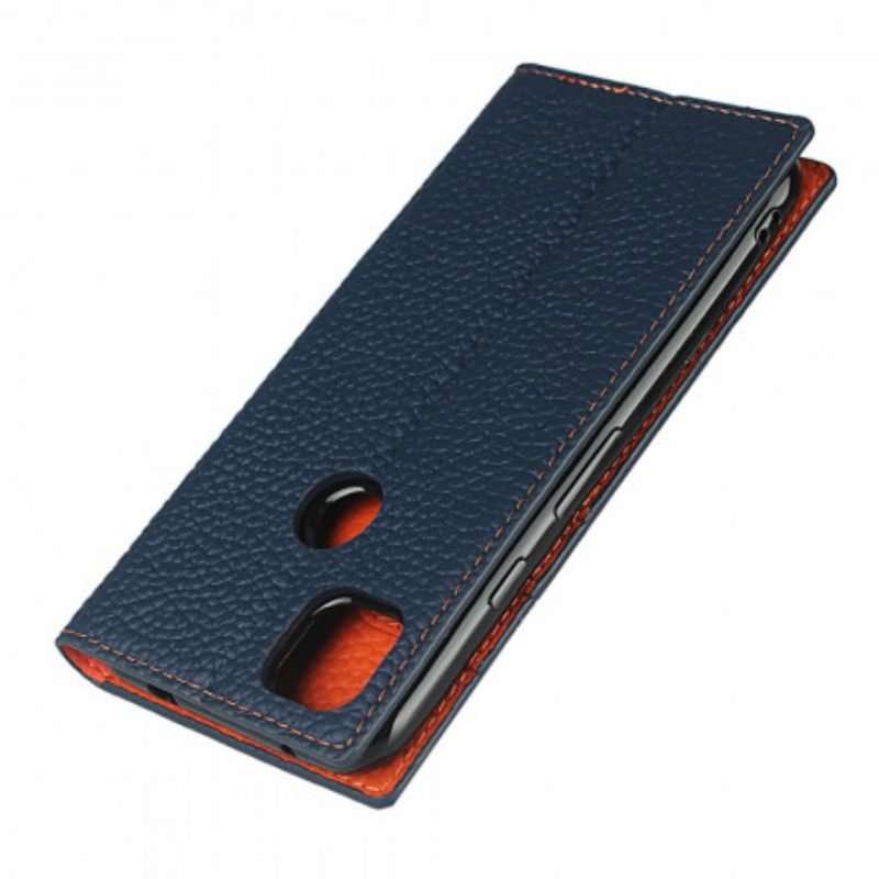 Folio Cover Google Pixel 4A Custodia in pelle Cinturino In Vera Pelle Di Litchi