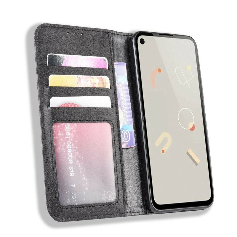 Folio Cover Google Pixel 4A Custodia in pelle Effetto Pelle Vintage Stilizzato