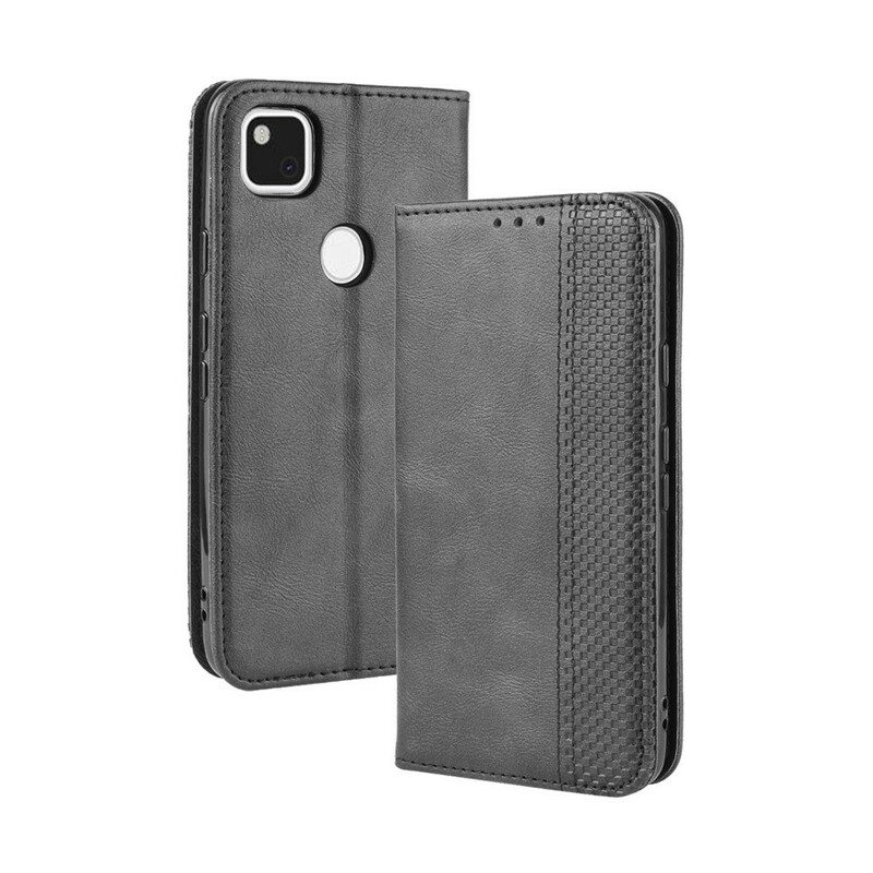 Folio Cover Google Pixel 4A Custodia in pelle Effetto Pelle Vintage Stilizzato