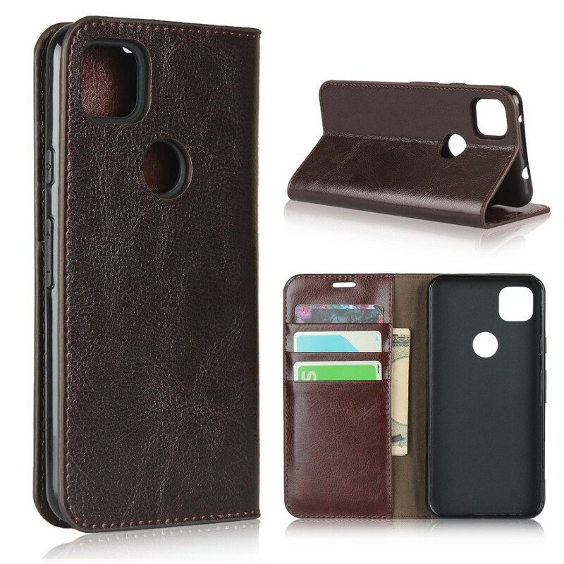 Folio Cover Google Pixel 4A Custodia in pelle Pelle Vera