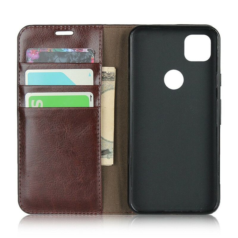 Folio Cover Google Pixel 4A Custodia in pelle Pelle Vera