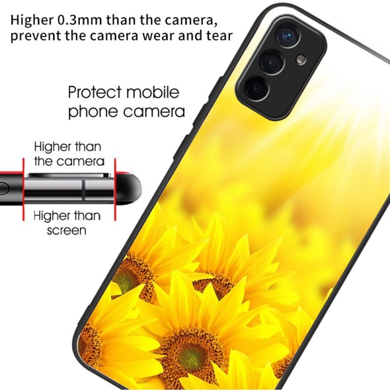 Cover Samsung Galaxy M13 Girasoli In Vetro Temperato