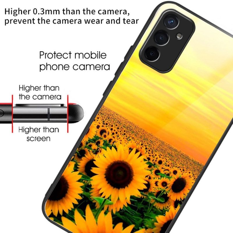 Cover Samsung Galaxy M13 Variazione Girasoli In Vetro Temperato