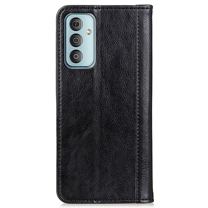 Custodia A Portafoglio Samsung Galaxy M13 Crosta Di Cuoio Litchi