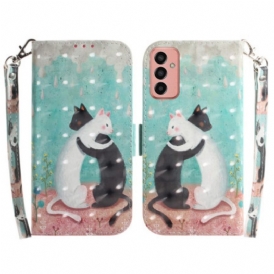 Custodia A Portafoglio Samsung Galaxy M13 Gatti Danzanti Con Cordino