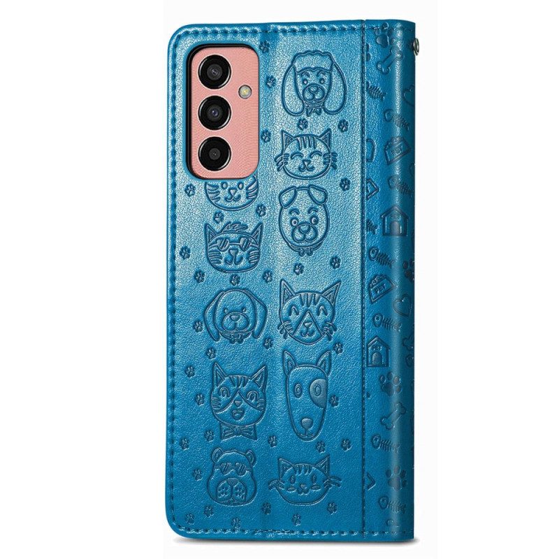Custodia in pelle Samsung Galaxy M13 Animali Animati