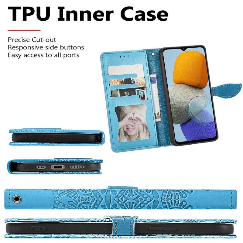 Custodia in pelle Samsung Galaxy M13 Foglie Tribali
