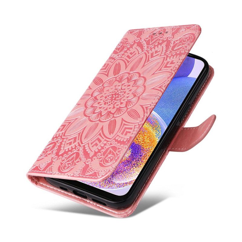 Custodia in pelle Samsung Galaxy M13 Girasole Strappy