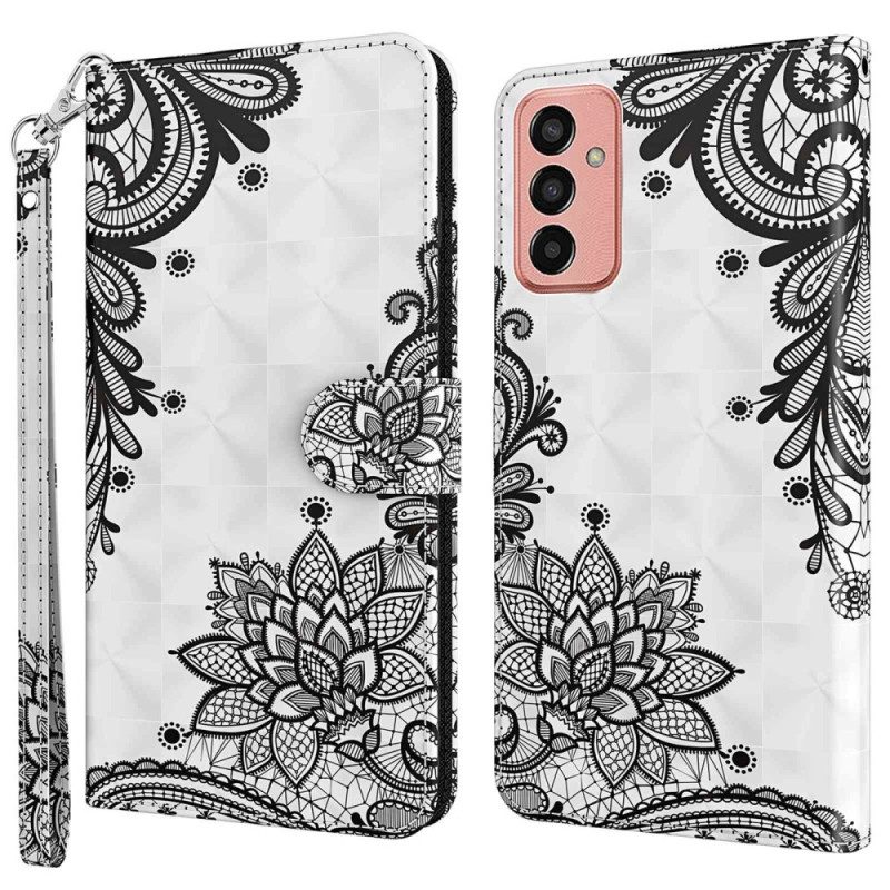Custodia in pelle Samsung Galaxy M13 Pizzo Con Cinturino