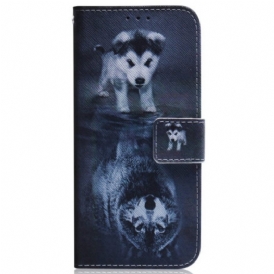 Custodia in pelle Samsung Galaxy M13 Sogno Di Cucciolo Strappy