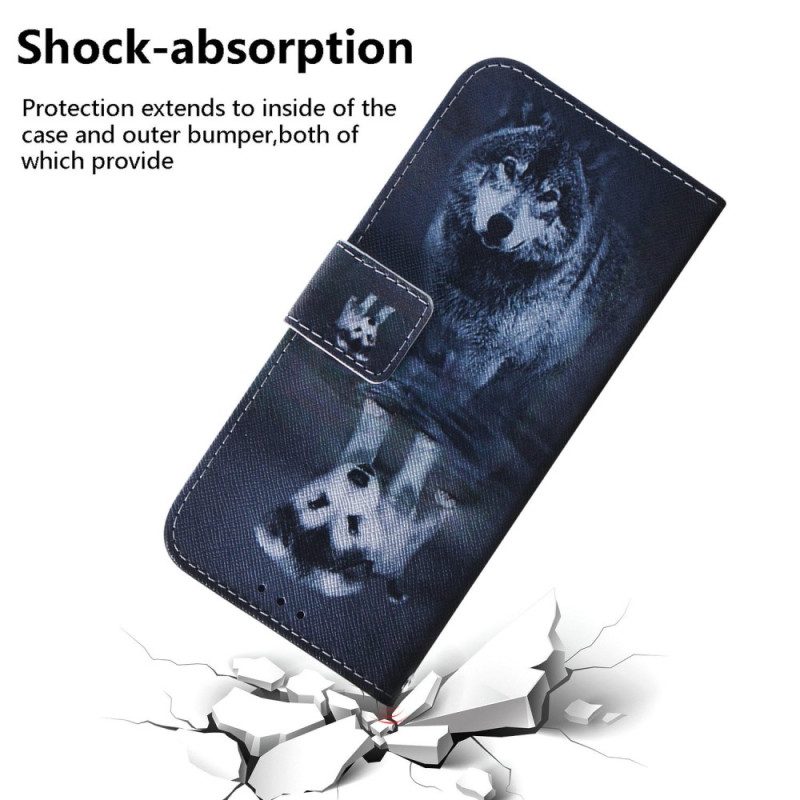 Custodia in pelle Samsung Galaxy M13 Sogno Di Cucciolo Strappy