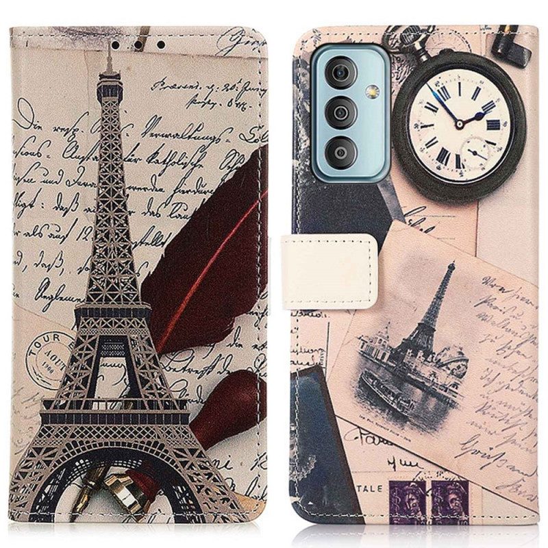 Custodia in pelle Samsung Galaxy M13 Torre Eiffel Del Poeta