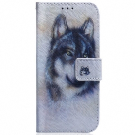 Folio Cover Samsung Galaxy M13 Cane Dell'acquerello Strappy