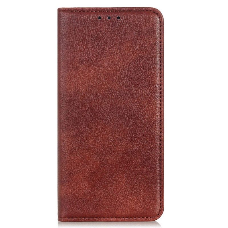 Folio Cover Samsung Galaxy M13 Custodia in pelle Crosta Di Cuoio Litchi