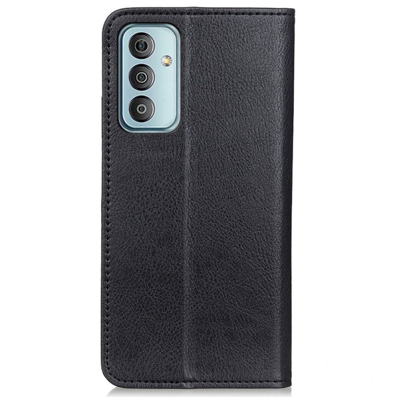 Folio Cover Samsung Galaxy M13 Custodia in pelle Crosta Di Cuoio Litchi