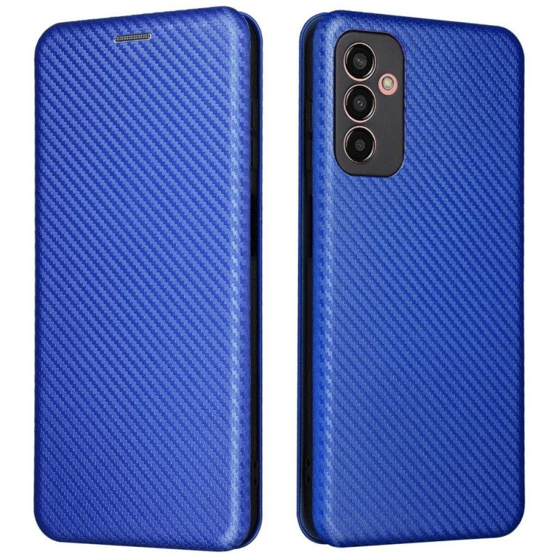 Folio Cover Samsung Galaxy M13 Custodia in pelle Fibra Di Carbonio