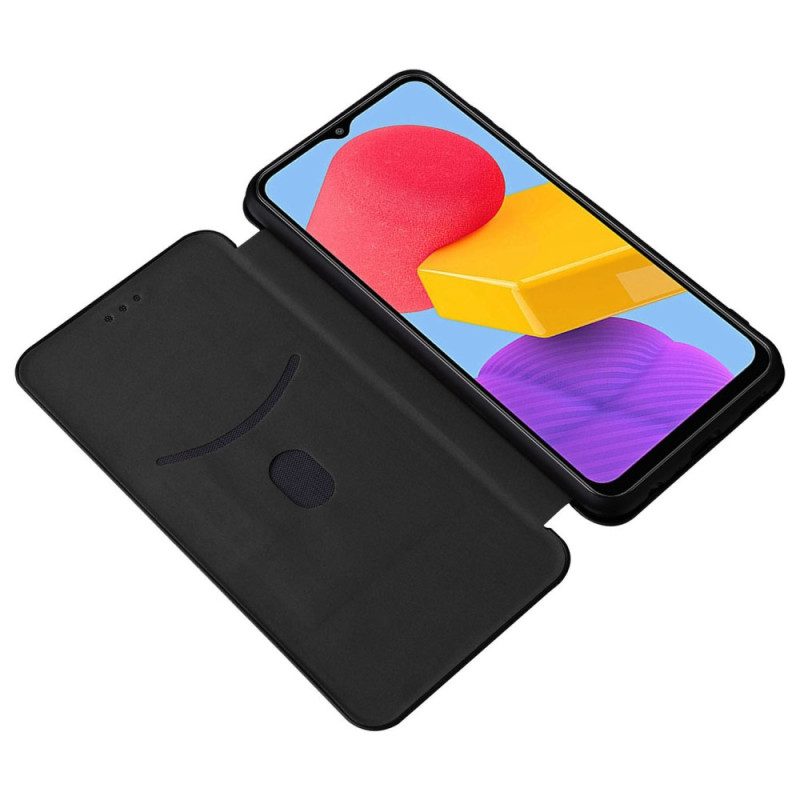 Folio Cover Samsung Galaxy M13 Custodia in pelle Fibra Di Carbonio