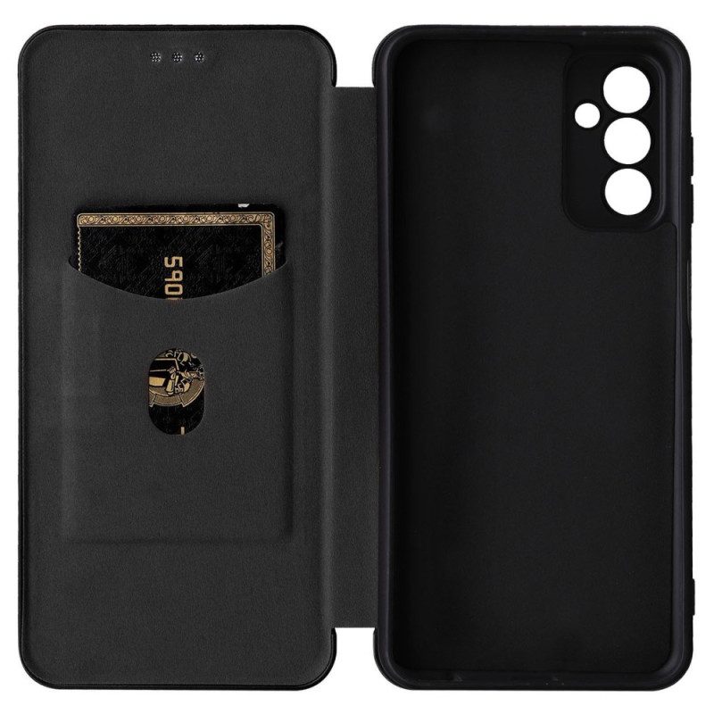 Folio Cover Samsung Galaxy M13 Custodia in pelle Fibra Di Carbonio