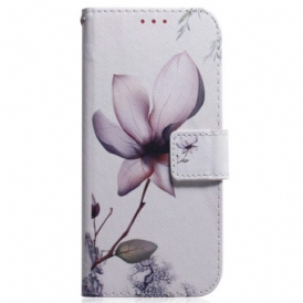 Folio Cover Samsung Galaxy M13 Fiore Strappy Dell'annata