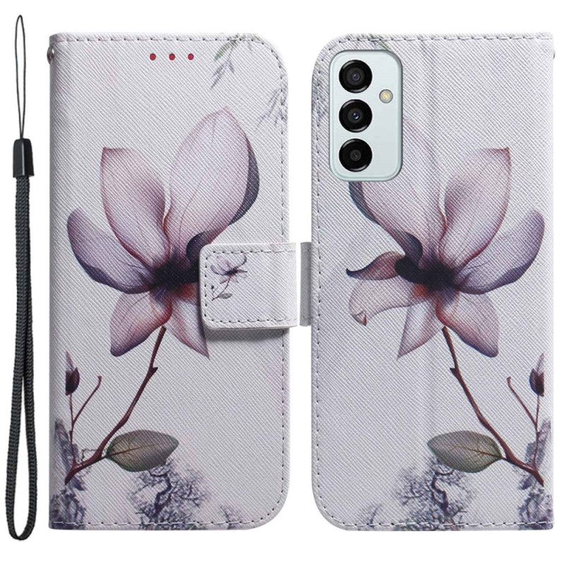 Folio Cover Samsung Galaxy M13 Fiore Strappy Dell'annata