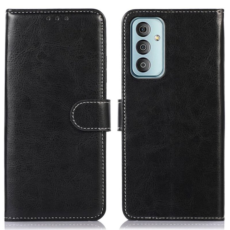 Folio Cover Samsung Galaxy M13 Stile E Cuciture In Pelle