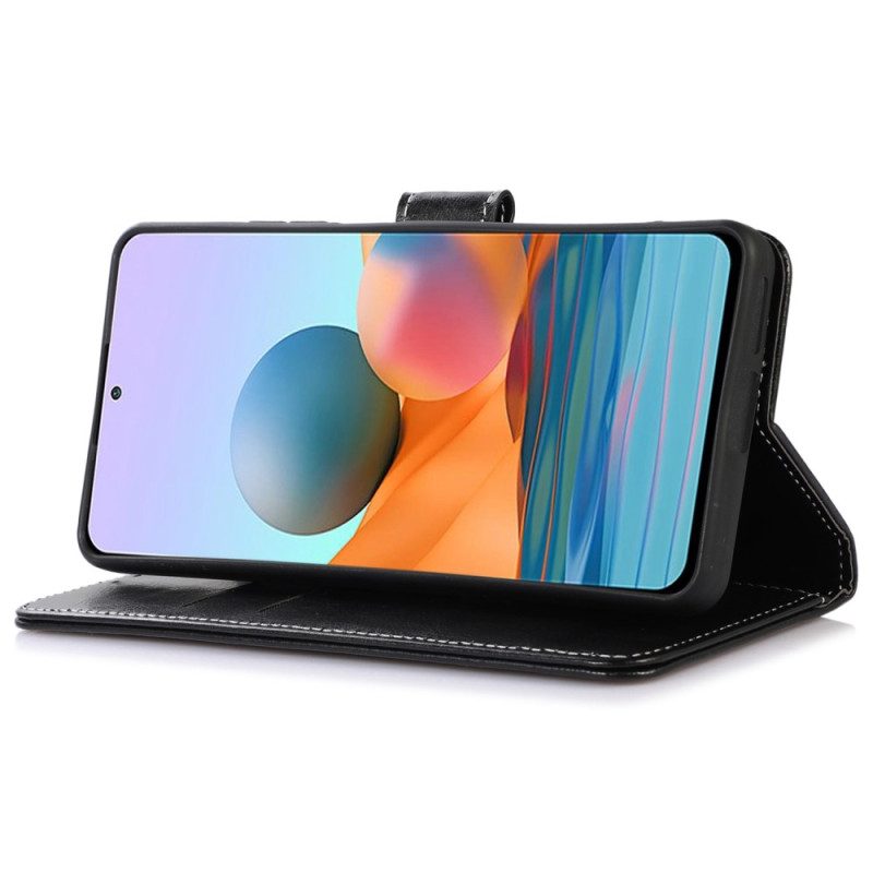 Folio Cover Samsung Galaxy M13 Stile E Cuciture In Pelle